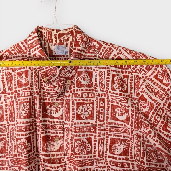 VTG Reyn Spooner Hawaiian Shirt Red XXL Reverse Print Classic Floral Fish Leaf - Picture 9 of 11